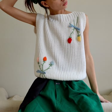 tulip white sleeveless chunky pullover sweater 