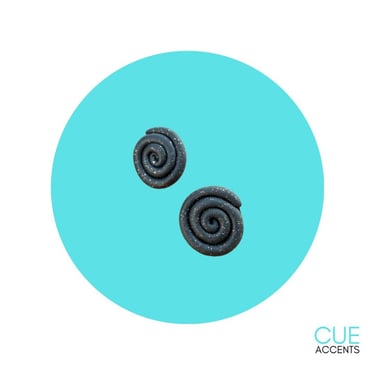 Snail Swirl Polymer Clay Black x Glitter Stud Earrings | Cute and Unique Earrings | Small Statement Earrings | Lightweight | Hypoallergenic 