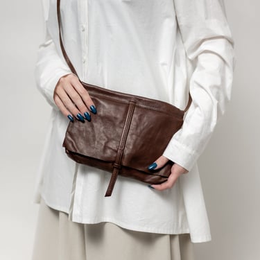 Reddish Brown Leather Boho Bag