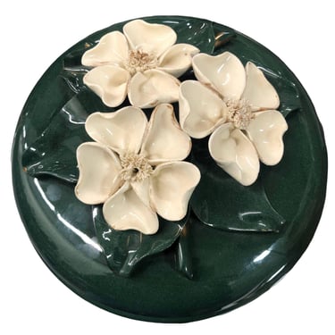 Vintage Floral Ceramic Jewelry Trinket Box 