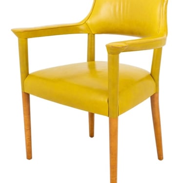 Mid Century Modern Chartreuse Leather Armchair