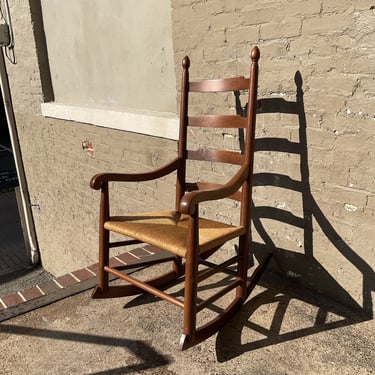 Walnut Rush Seat Rocking Chair