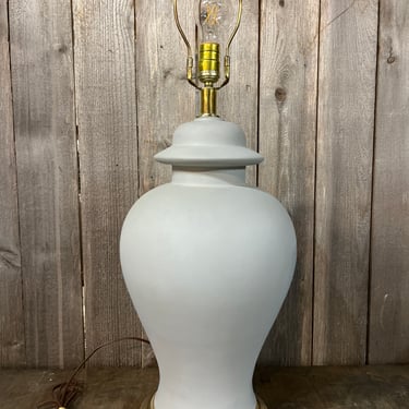 Vintage Matte Grey Ceramic Ginger Jar Lamp 30” X 11.5”
