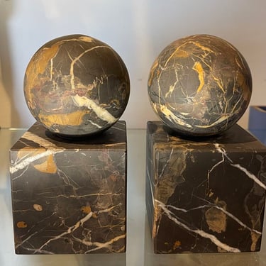 Pair marble bookends