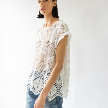 Vintage Remade Lace Tee in White