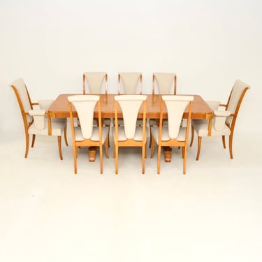 Art Deco Burr Walnut Dining Table and Chairs by Hille