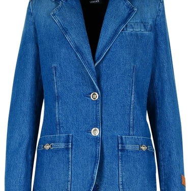 Versace Blue Denim Blazer Woman