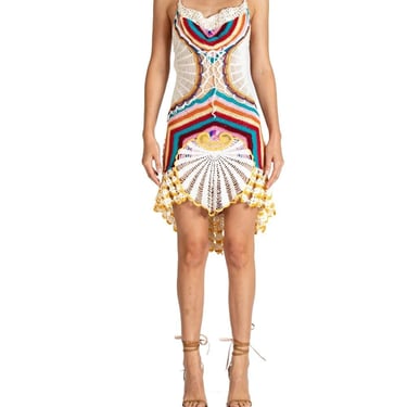 MORPHEW ATELIER Multicolor Backless Hand-Made Crochet Mini Dress 