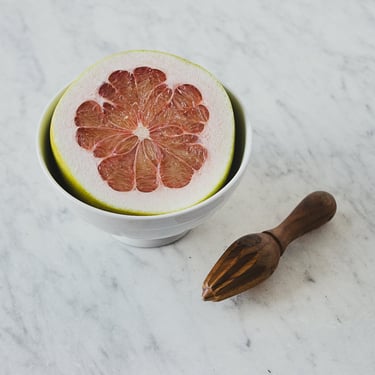 Wooden Citrus Press and Large Cafe Bowl