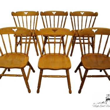 Set of 6 TELL CITY FURNITURE Colonial Style Hard Rock Maple Spindle Dining Chairs - Andover Finish 