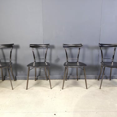Vintage black leather dining chairs by Arrben Italy, 1980s - set of 4 - vintage leather chairs - leather chairs - italian design chairs 