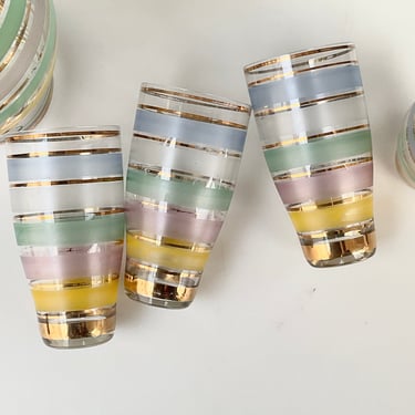 MCM Pastel Stripe Pitcher and Glasses