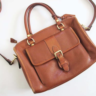 Vintage Brown Leather Crossbody Purse - Detachable Strap Genuine Pebbled Leather Purse - 90s Liz Claiborne Minimalist Classic Handbag 