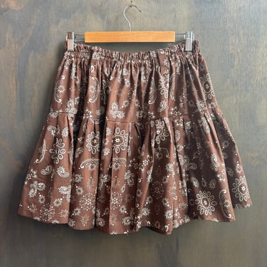 Custom Made Brown Paisley Mini Skirt