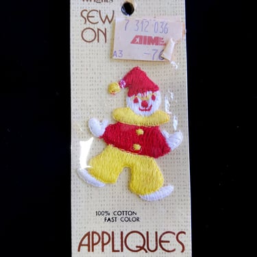 Deadstock Vintage 70s 80s Clown Embroidered Small Appliqué Patch 