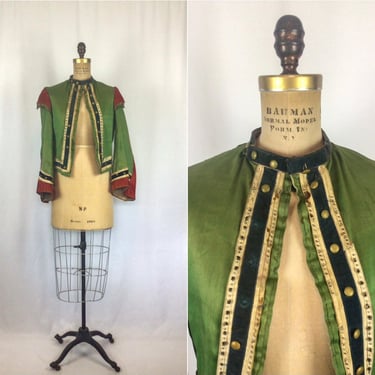 Antique Theater Jacket | Vinatge green costume jacket | 1910s Victorian silk costume 