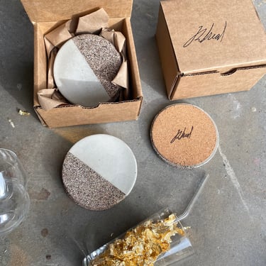 Limited Batch Concrete with Rock style Accent Coaster  (Set of Four) 