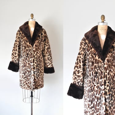Marilyn 1950s leopard print shearling coat, rockabilly sheepskin coat, real fur coat, animal print clothing, fur coats women 