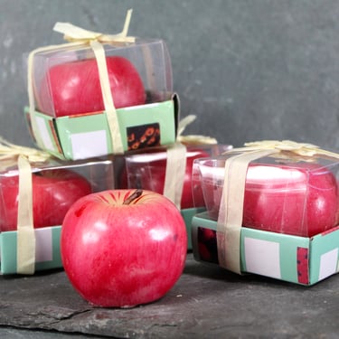 Hand Painted Small Red Apple Candles Set of 5 | Hand Painted Unused Candles | Holiday Table | Harvest Decor 