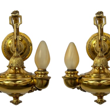 Solid brass oilpot sconces ca 1900 #2431 