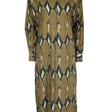 V de Vinster - Khaki & Olive Ikat Print Poplin Dress Sz M