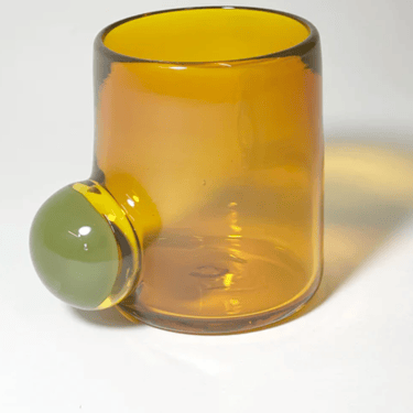 Amber and Moss Green Bubble Glass cup