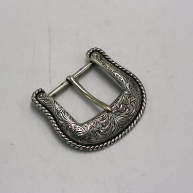 vintage western silver tone belt buckle 