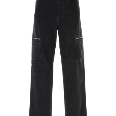 Givenchy Men Black Stretch Denim Cargo Jeans