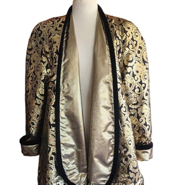 Vintage 80s Escada Jacket Metallic Gold Trapeze Style 