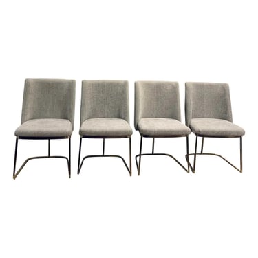 Modern Gray and Chrome Dining Chairs Set of 4