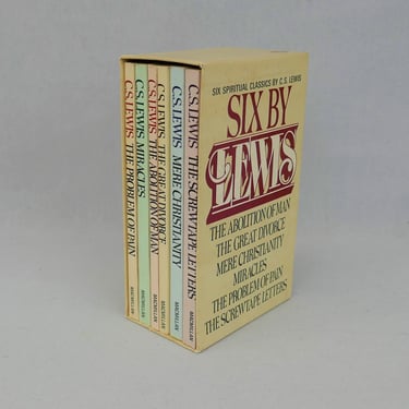 Six By Lewis Set (1978) by CS Lewis - Boxed Mass Market Paperbacks - Screwtape, Miracles, Mere Christianity - Vintage 1970s - Religion Books 
