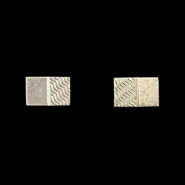 1960s Sterling Silver Cuff Links | 60s Vintage Silver Tone Rectangular Cufflinks 