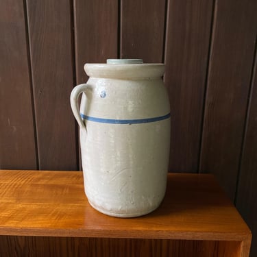 Stoneware Butter Churn # Number 3 Lid Vintage Mid-Century 