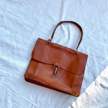 Vintage brown leather Dooney & Bourke shoulder computer laptop weekend bag purse 