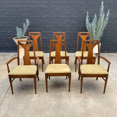Set of 6 Mid-Century Modern Sculpted Walnut Dining Chairs, c.1960’s 