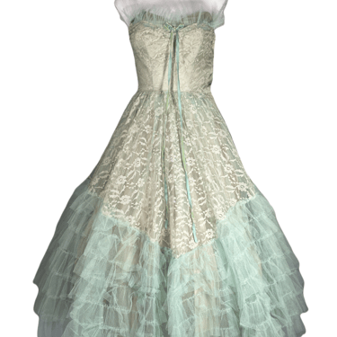 1950's Mint Green Lace and Tulle Prom Dress Size XS