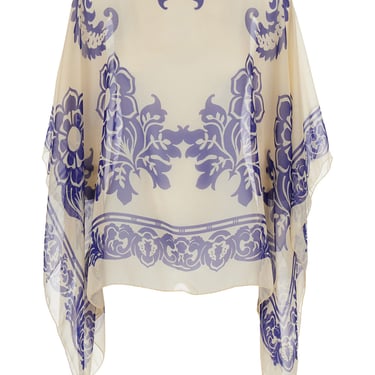 Etro Women Blue Cape With All-Over Paisley Print In Silk Woman