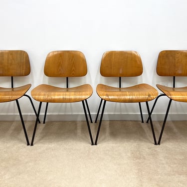 vintage Eames Herman Miller DCM dining plywood chairs (4) mid century 