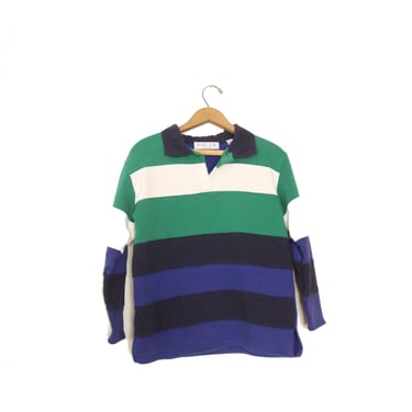 Sporty 90s Colorblock Polo Sweatshirt 