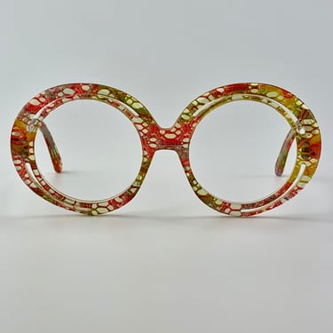 1960's-70's Oversized Round Frames - Multi-Colored Plastic with Cutout Details - BENSONS MINNEAPOLIS - Optical Quality Frames 