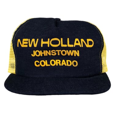 Vintage 70s/80s New Holland Tractors and Parts Johnstown Colorado Farm/Ranch Style Denim Mesh SnapBack Trucker Hat Cap 