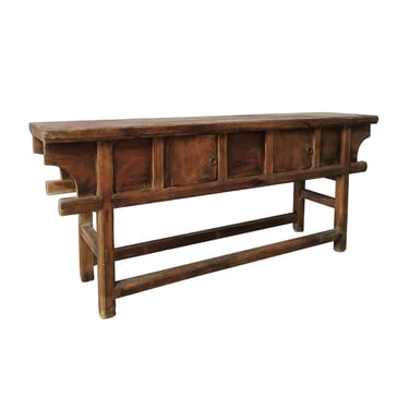 82”w Antique Console Table with 2 Doors w/Medium Brown Finish by Terra Nova Designs Los Angeles 