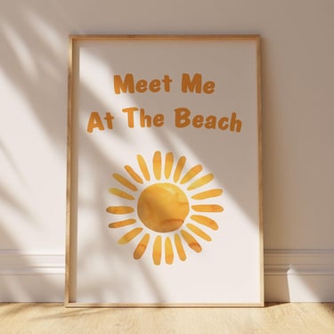 Meet Me At The Beach Poster | Coastal Beach House Wall Art | Printable Posters | Trendy Sunshine Posters | Digital Download | Vertical 