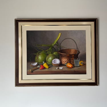 1980's M. C. Meirelles Impressionist Still Life Oil Painting on Canvas, Framed 