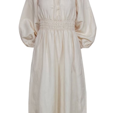 Ann Mashburn - Cream Smocked Detail Dress Sz S