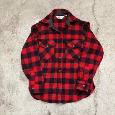 Vintage Woolrich Red Buffalo Plaid Wool Blend Button Up Shirt Wome’s Small? 
