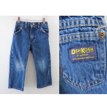 Vintage Toddler Boys Oshkosh Blue Denim Jeans - Size 4T - Made in USA 