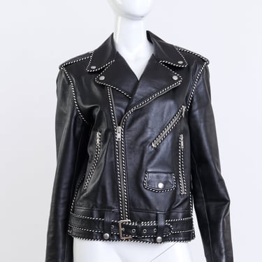 2019 F/W Piped Leather Biker Jacket