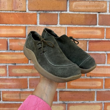 vintage 90s/y2k green suede chukka shoes / w8 