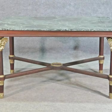 Antique Table, Empire, Green / Verde Marble Top, with Bronze Accents, 1800s!!